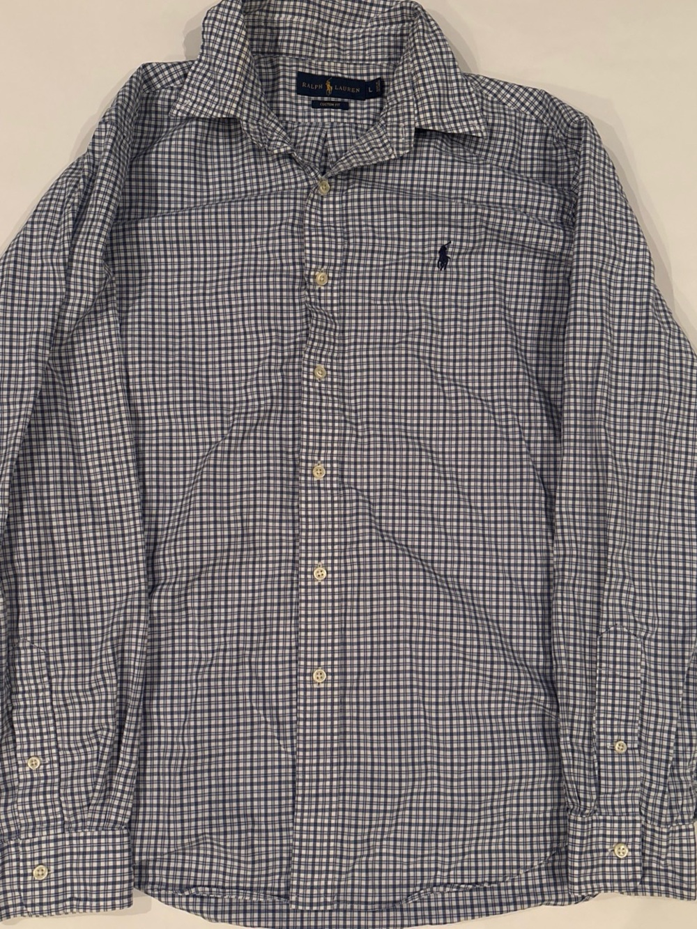 Ralph Lauren Men’s Navy and White Checked Button-Down Shirt